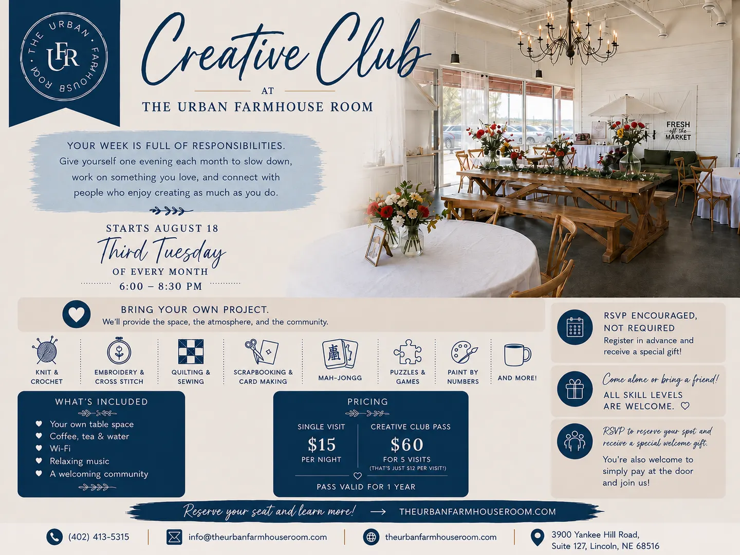 Creative Club at The Urban Farmhouse Room