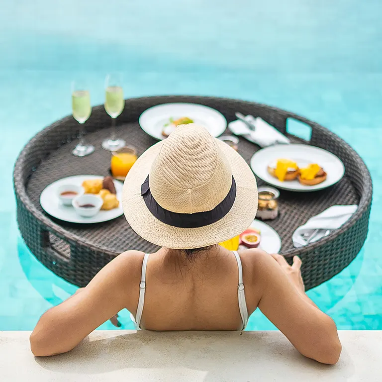 Romantic Wellness Day for Couples, Massage in Chocolate Spa and Floating Tray of Champagne & Fruits