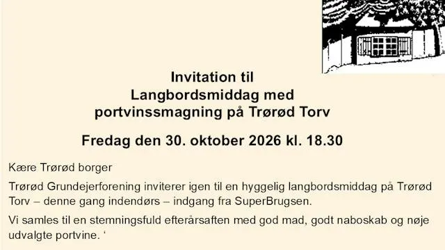 Langbordsmiddag med portvinssmagning på Trørød Torv