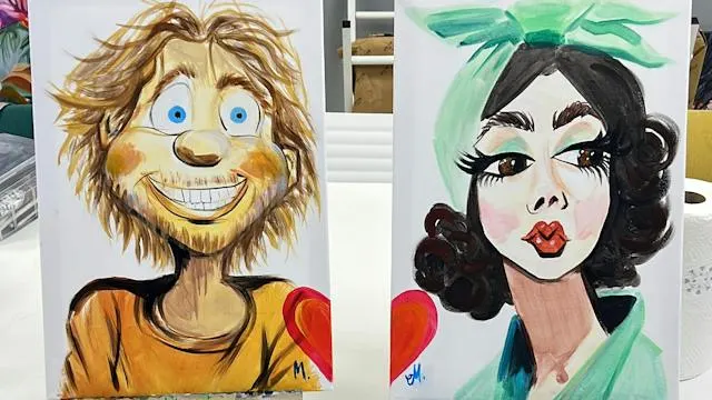 'Couple's Night Caricatures' Sip & Paint Party
