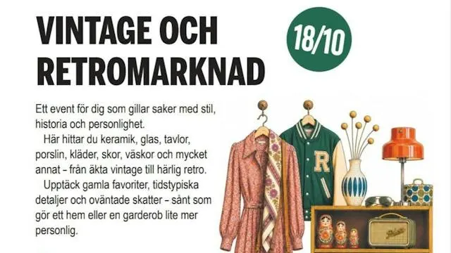 Vintage & Retromarknad 18 okt i Kävlinge