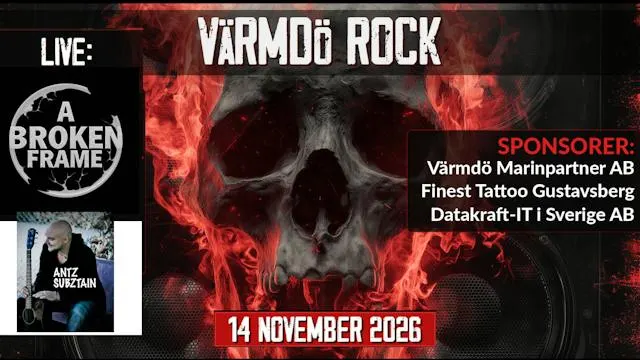 VÄRMDÖ ROCK 14 november - LIVE: A BROKEN FRAME