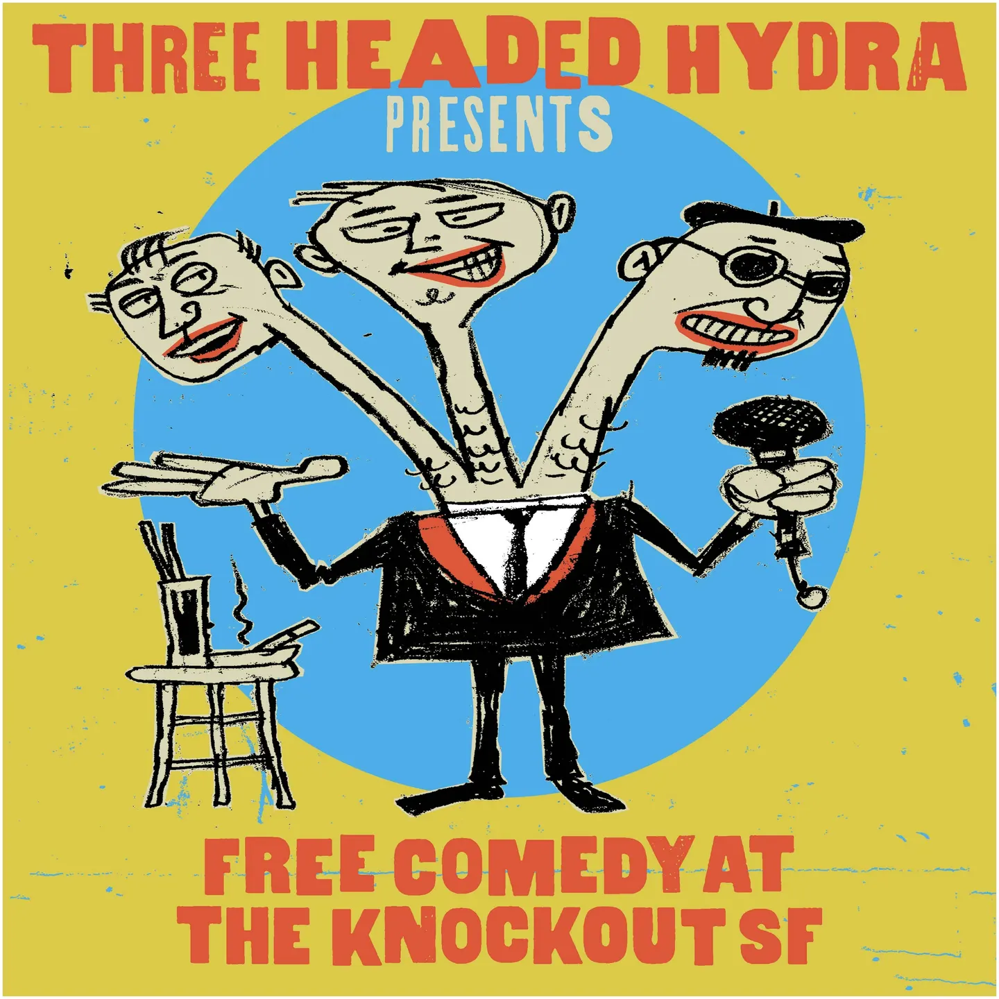 THREE HEADED HYDRA PRESENTS FREE STAND UP OPEN MIC COMEDY AT THE KNOCKOUT!