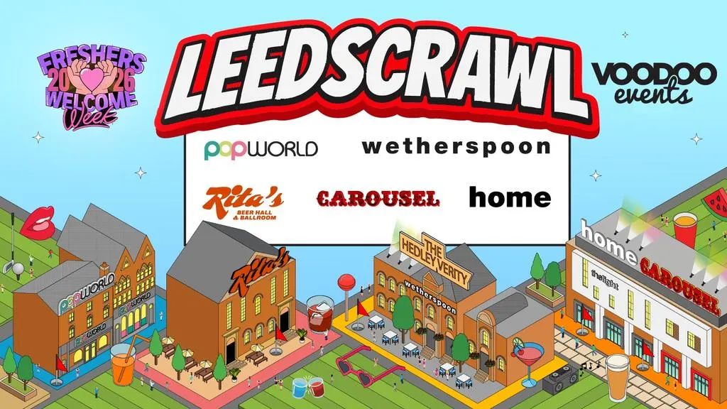 OFFICIAL LEEDSCRAWL ⛳🏌🏼♂️ The Original Leeds Bar Crawl ⛳🏌🏼♂️ 5000 Students 7 Venues - FREE T SHIRT 👕 - Sold Out 15 Years Running 🏆