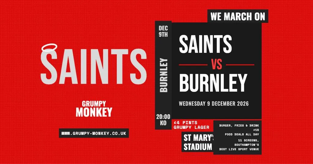 Saints vs Burnley – Live at Grumpy Monkey ⚽🔴⚪