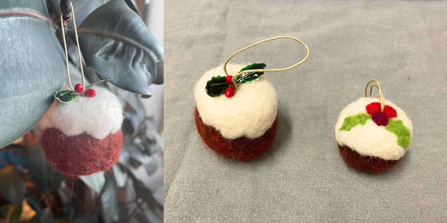 Dry Felting 101: Plum Pudding Ornament and Baubles with Heather