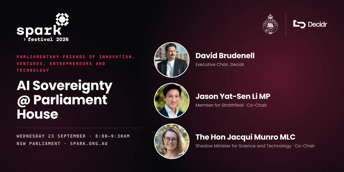 AI Sovereignty @ Parliament House – hosted by Spark Festival, Decidr and the NSW Parliamentary Friends of INVENT