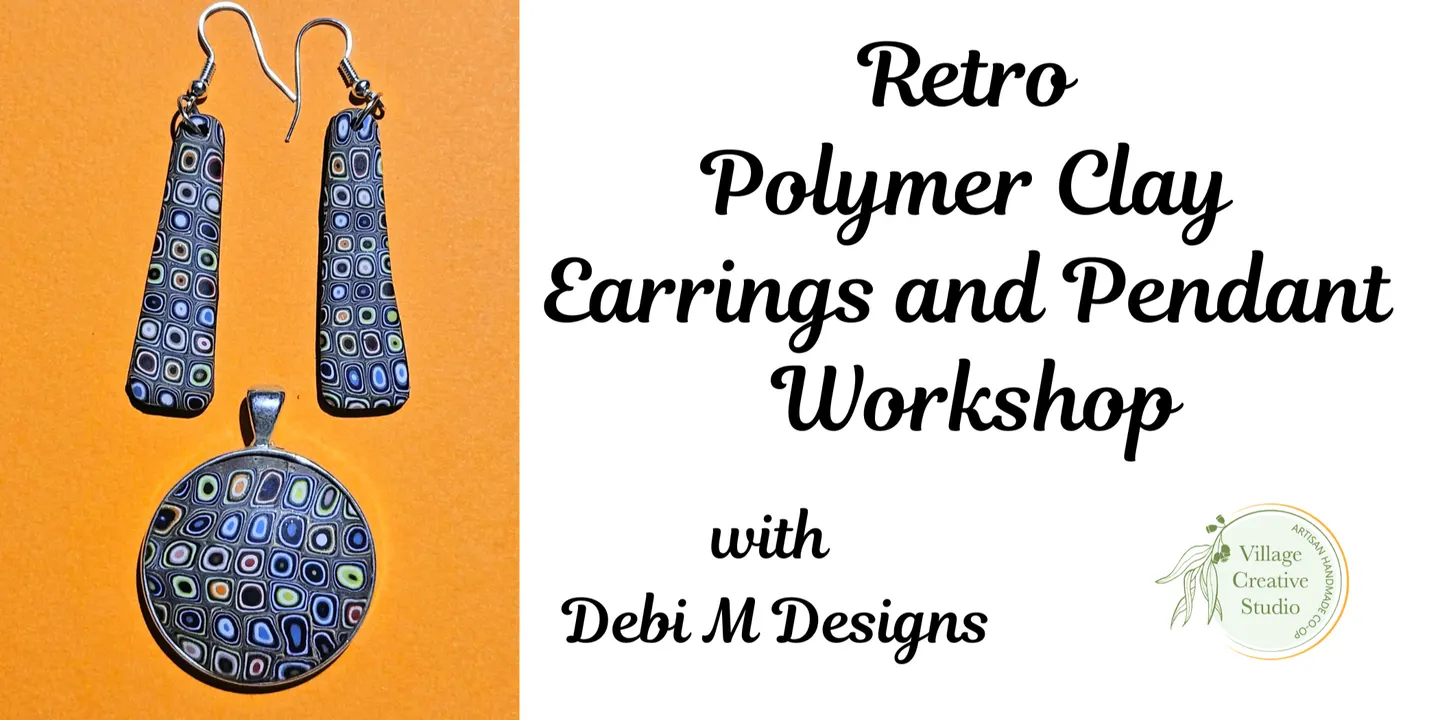 Polymer Clay Retro Earrings & Pendant