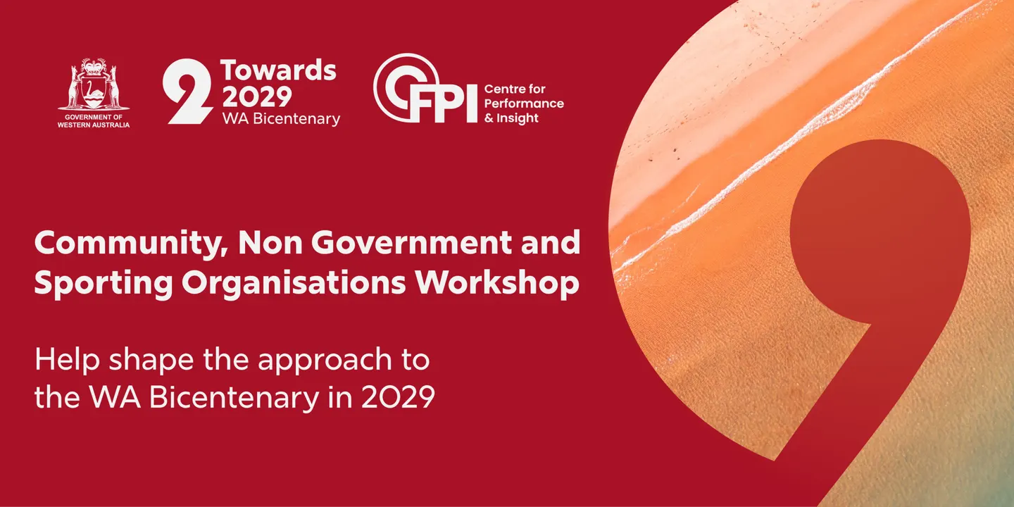 WA Bicentenary 2029: In-Person Community, Non Government & Sporting Organisations Workshop