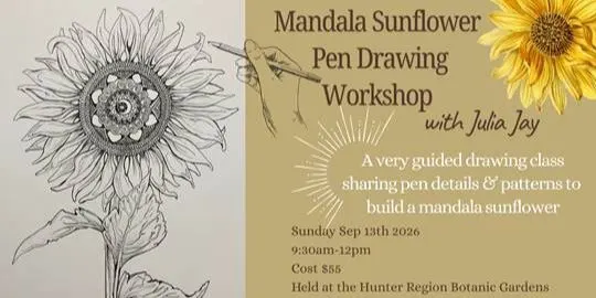 Mandala Sunflower Pen Drawing Workshop with Julia Jay