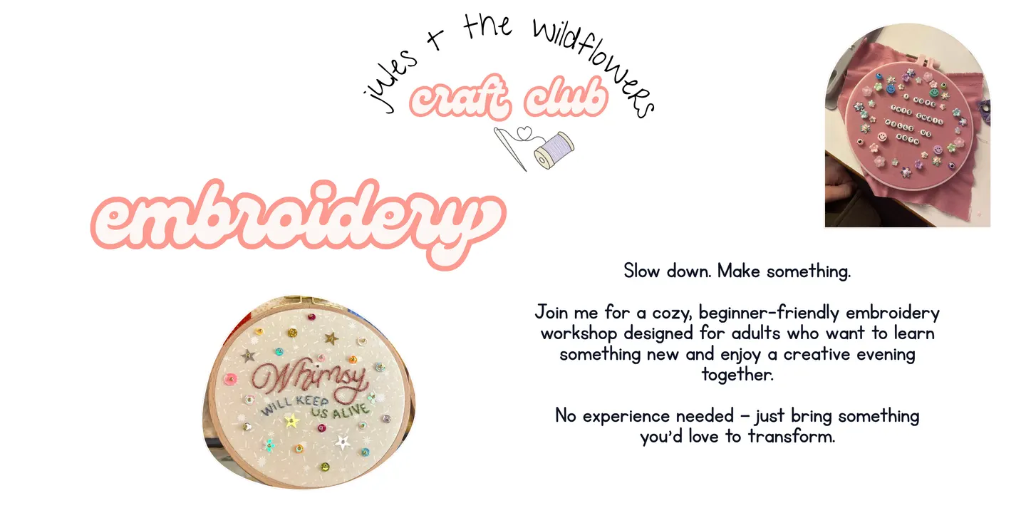 embroidery with beads - jules + the wildflowers craft club