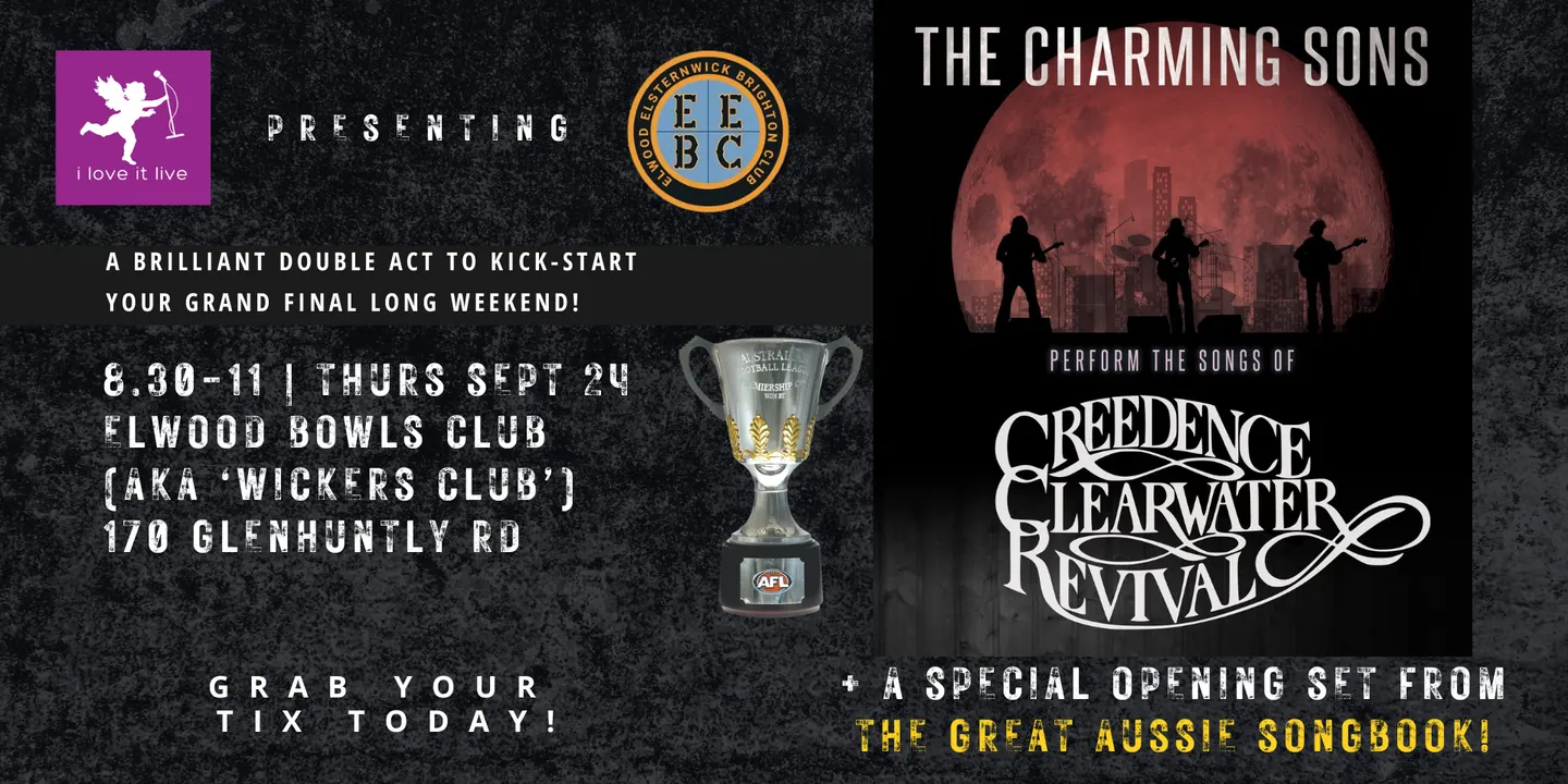 THE CHARMING SONS play CREEDENCE CLEARWATER REVIVAL + THE GREAT AUSSIE SONGBOOK!