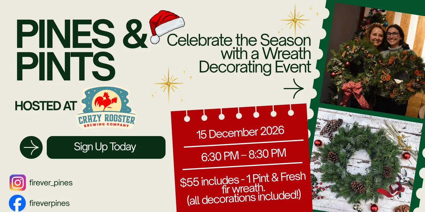Pines & Pints - Wreath Decorating Event at Crazy Rooster Brewing Co.