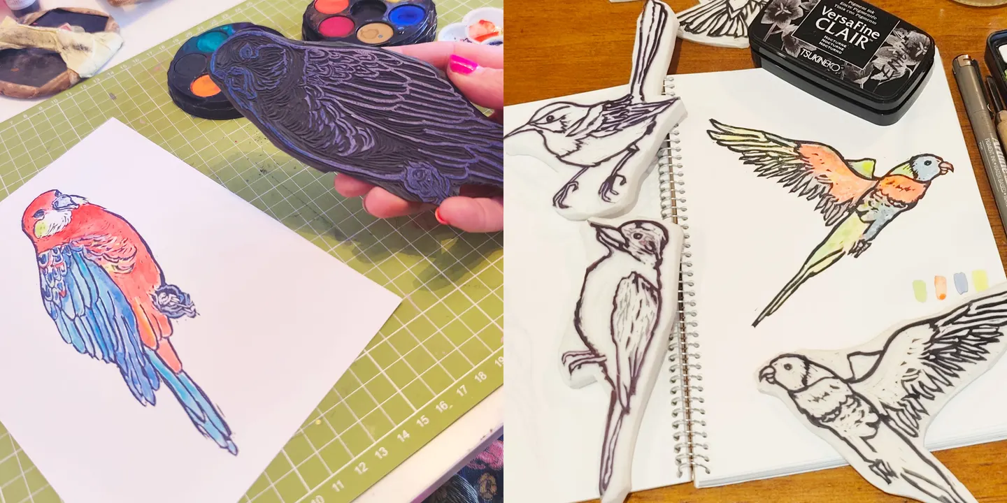 Illustration with Stamps and Watercolours with Emilie