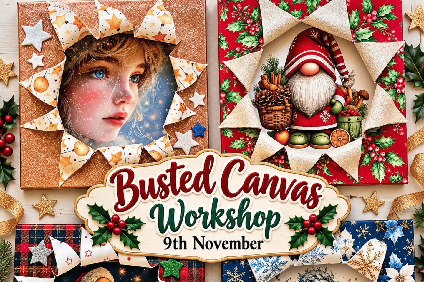 Christmas Busted Canvas Workshop