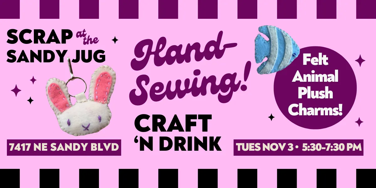 Craft 'n Drink: Felt Hand-Sewn Animal Charms at SANDY JUG! ✂️🐸🐈🐠 (21+)