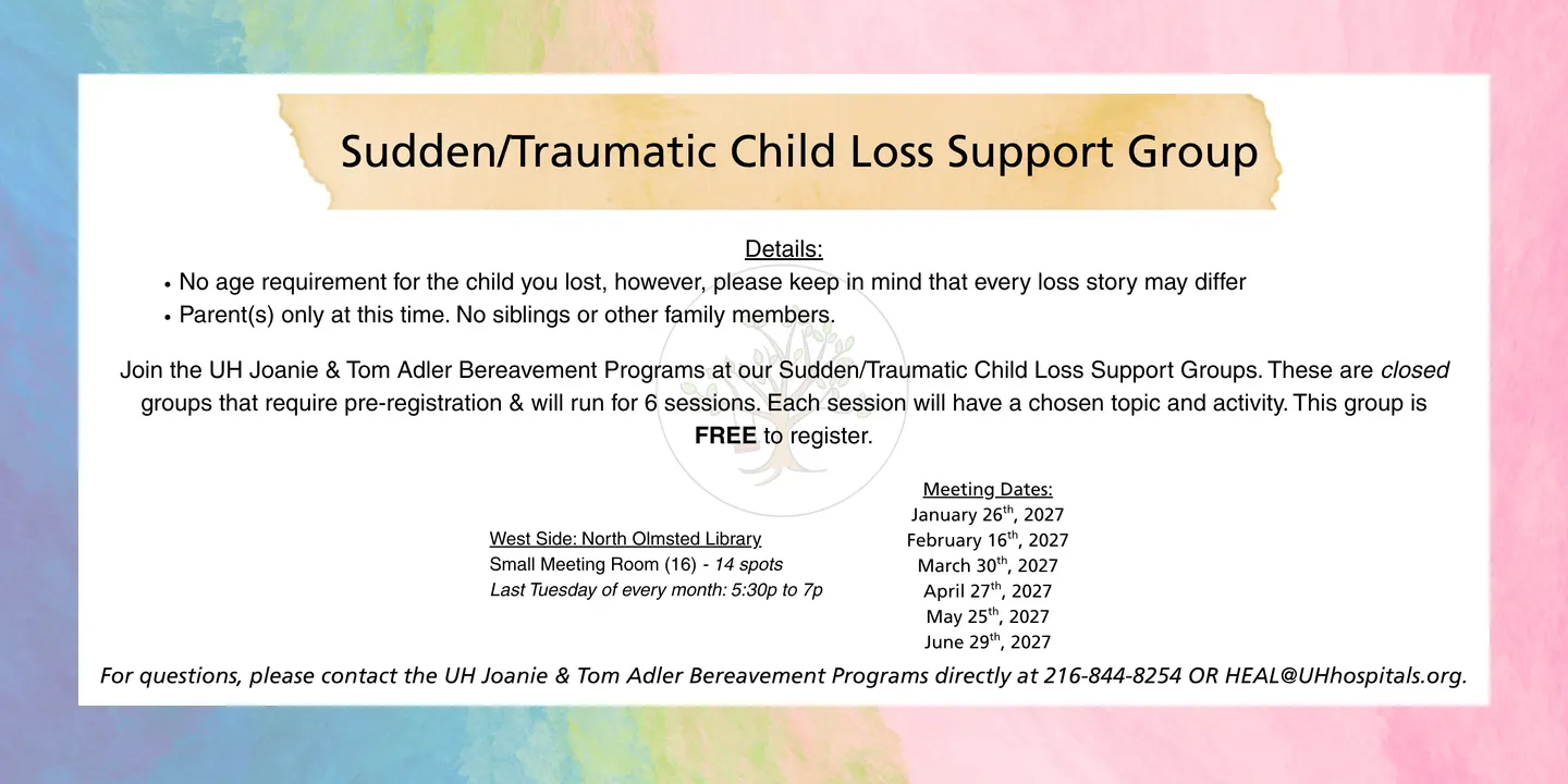 Sudden and Traumatic Child Loss Support Group - North Olmsted