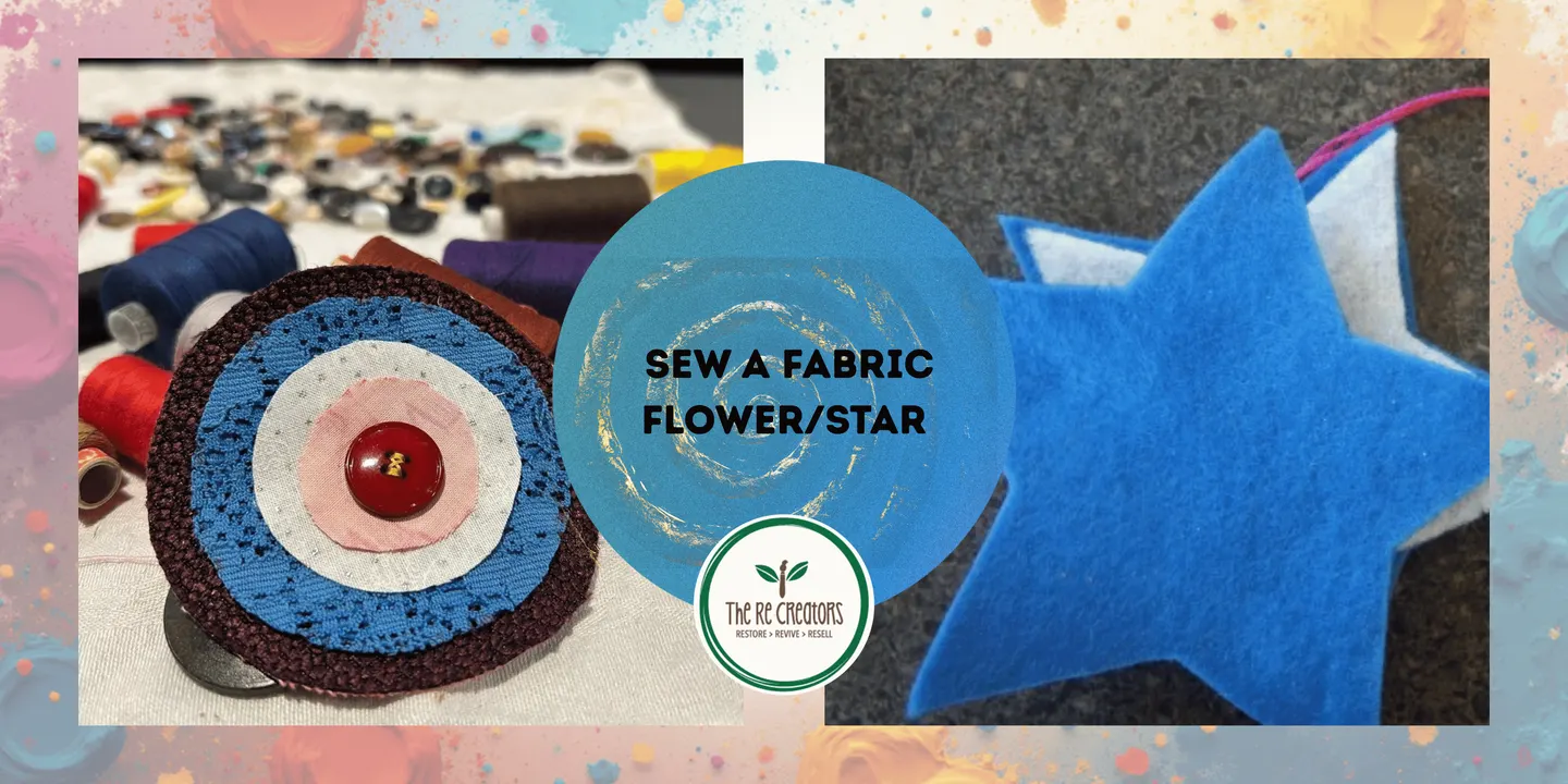 Sewing a fabric flower/ star, Kumeu Community Center, Thursday 8 October, 10 am - 12pm