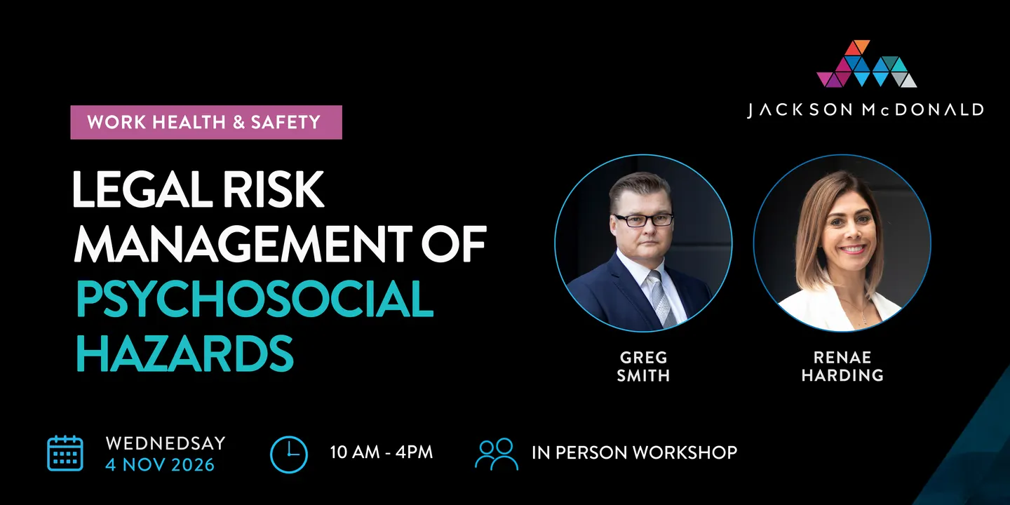 Workshop: Legal Risk Management of Psychosocial Hazards