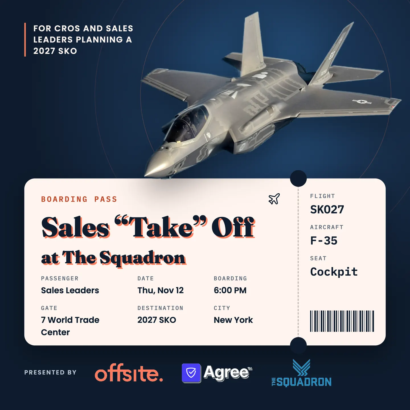Sales “Take” Off: An Evening for Sales Leaders at The Squadron | New York, NY