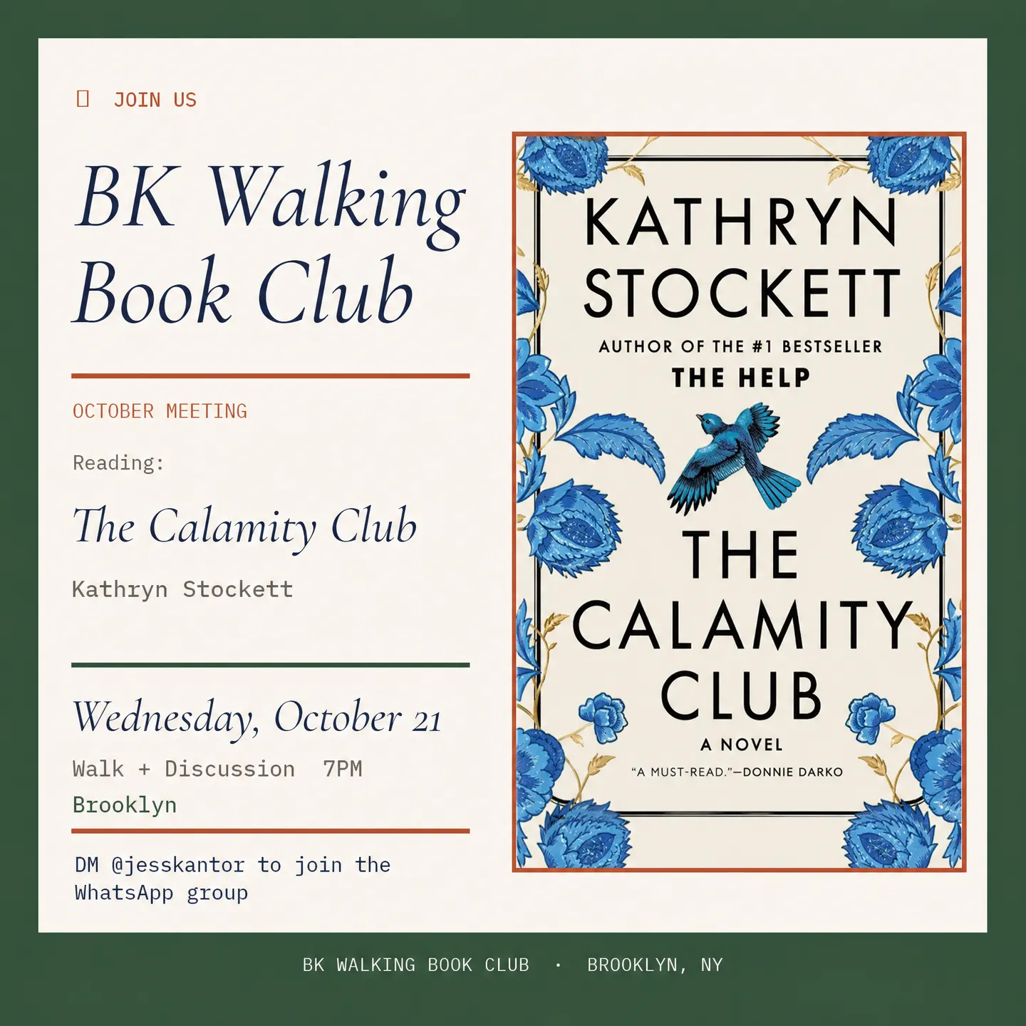October BK Walking Book Club: The Calamity Club