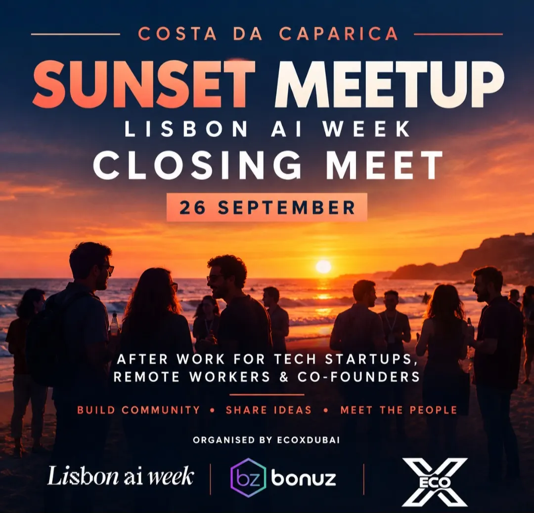 EcoX Sunset Meetup Closing Lisbon AI Week Startups, Cofounders, Builders... Innovators