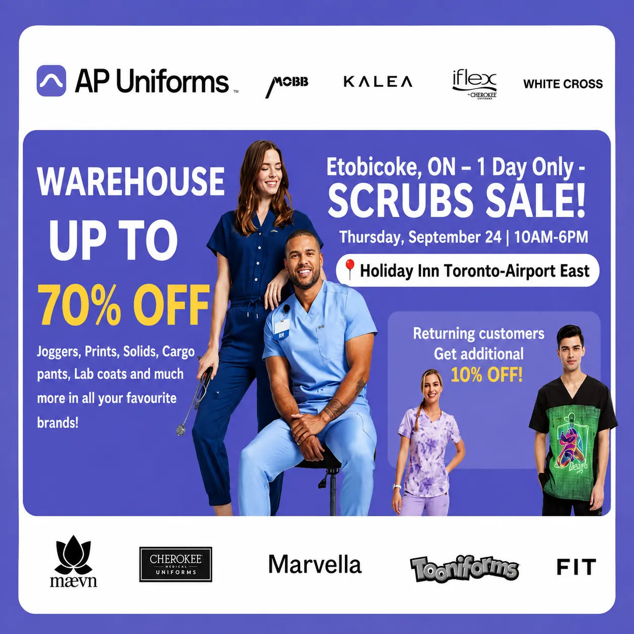Warehouse Scrubs Sale – Etobicoke, ON – 1 Day Only