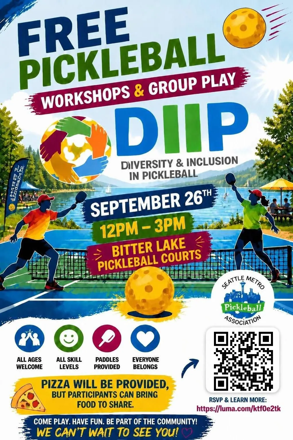 DIIPickleball FREE Workshop + Group Play + Pizza for All Levels