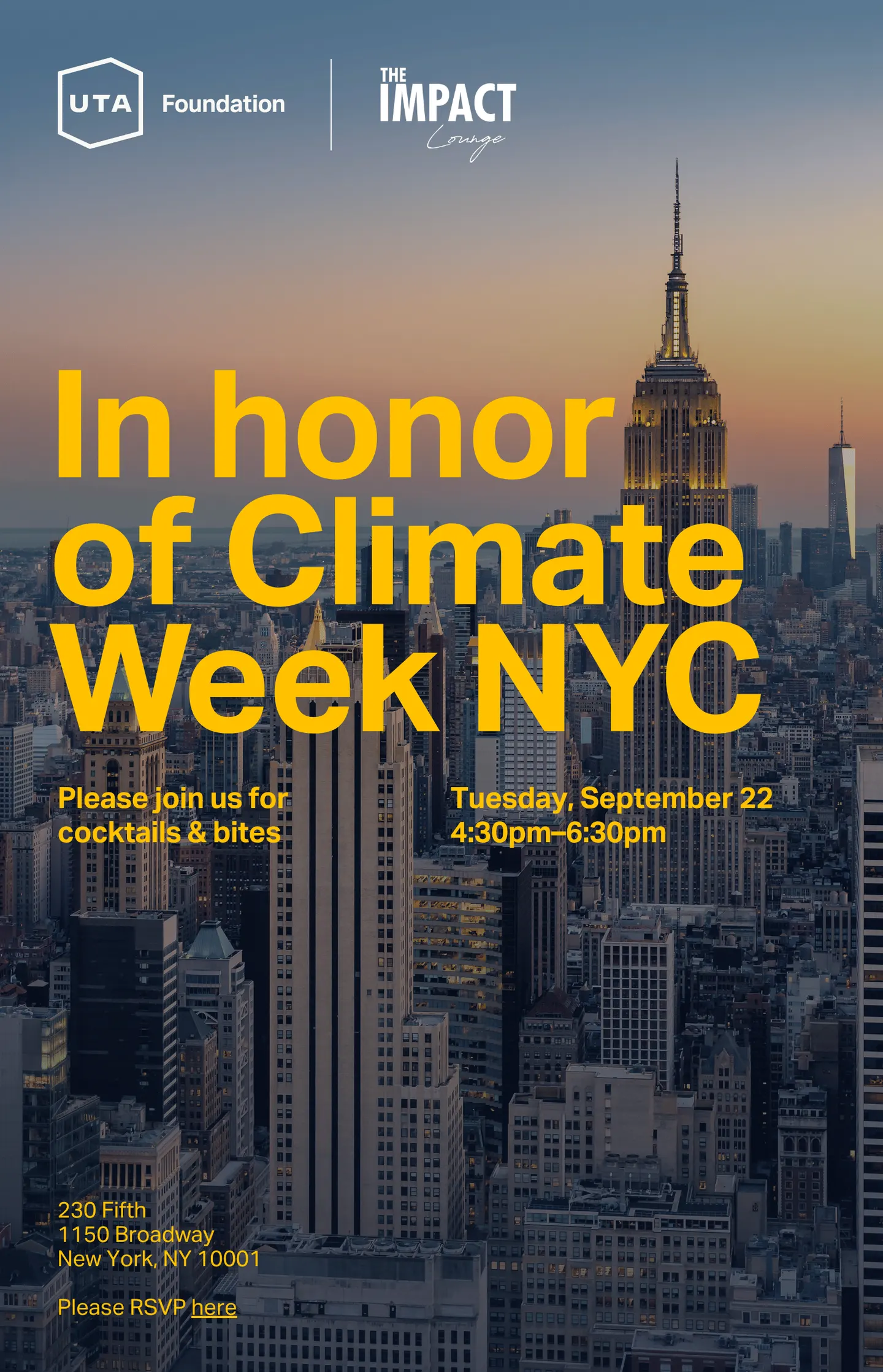 UTA Foundation Climate Week Cocktail