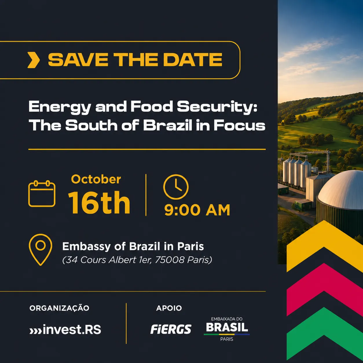 SAVE THE DATE SIAL - Evento Invest RS na Embaixada da França