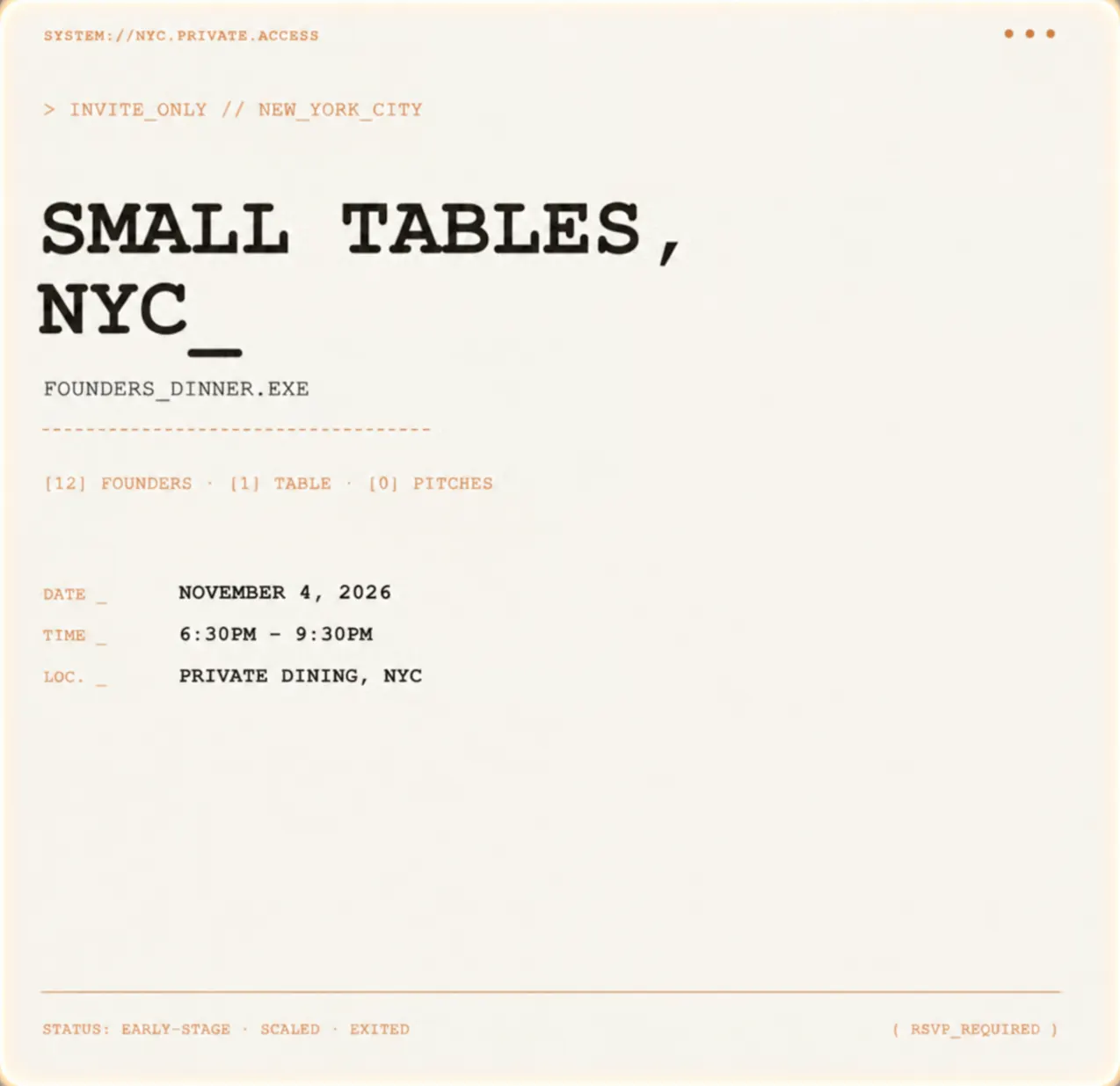 Small Tables, NYC