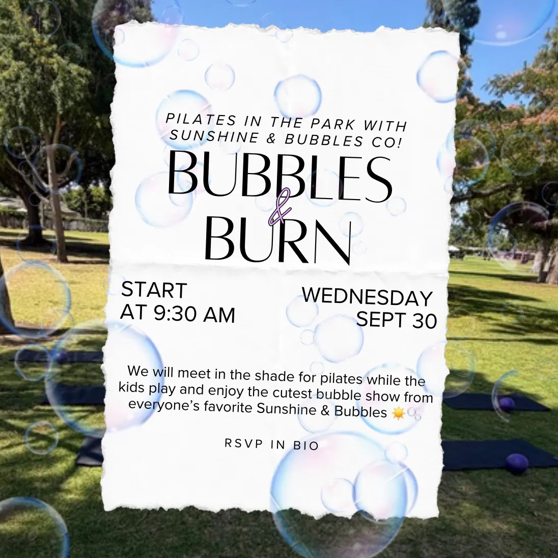 Bubbles & Burn Pilates In The Park X Sunshine & Bubbles Co