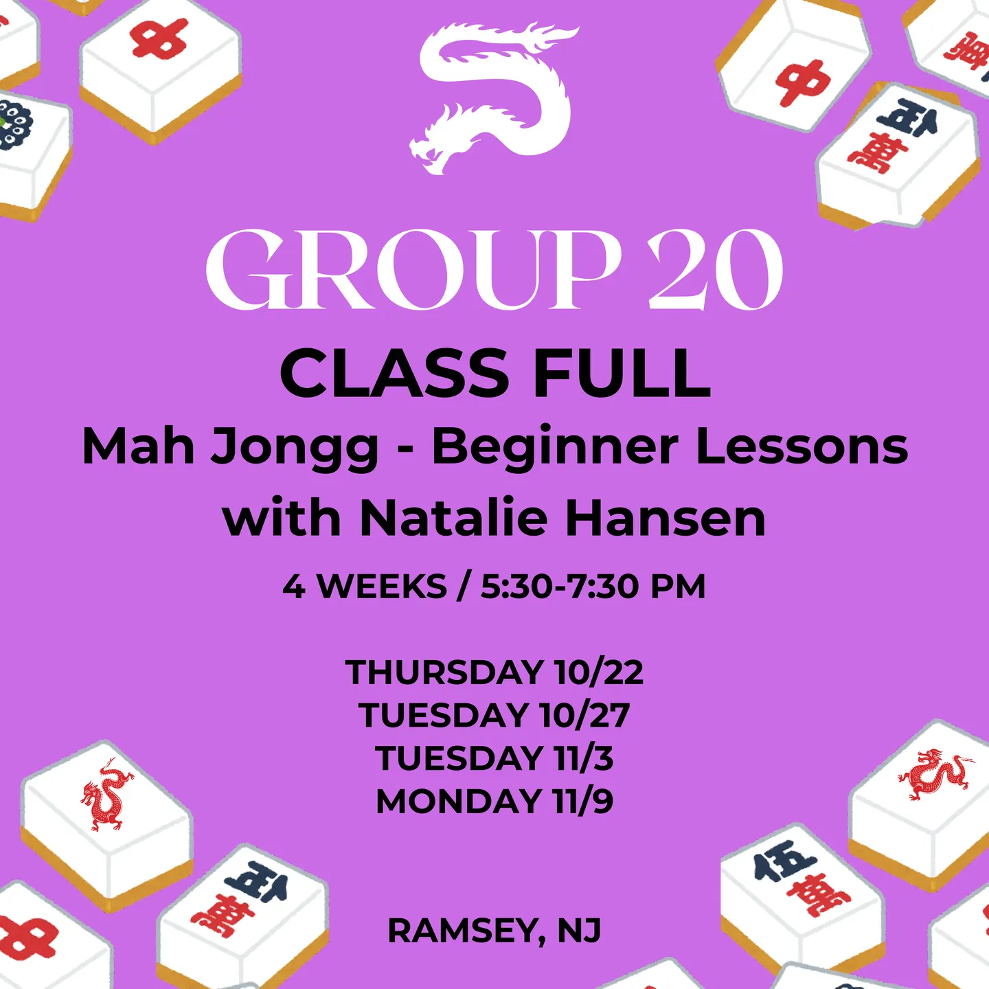 Beginner Mah Jongg Lessons - Group 20