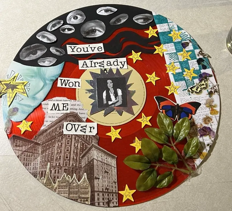 collage club: music night w/ cd collaging