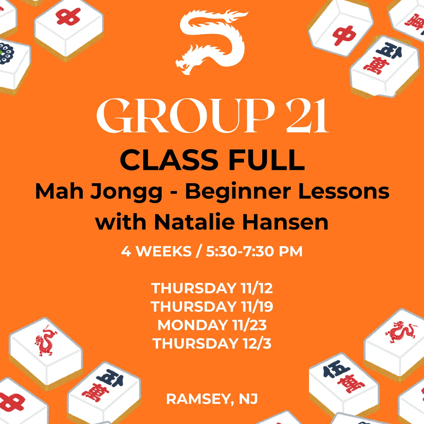 Beginner Mah Jongg Lessons - Group 21