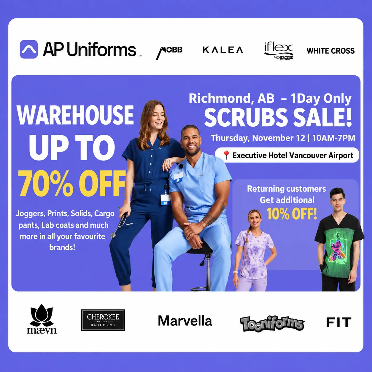 Warehouse Scrubs Sale – Richmond, BC – 1 Day Only