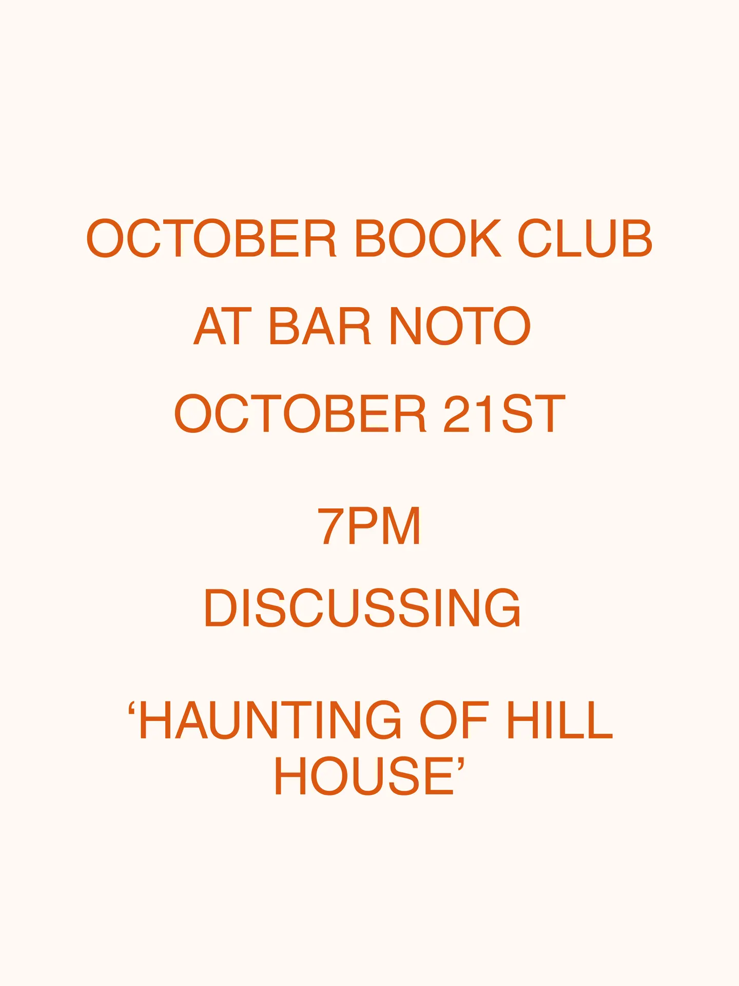October Book Club - Haunting of Hill House