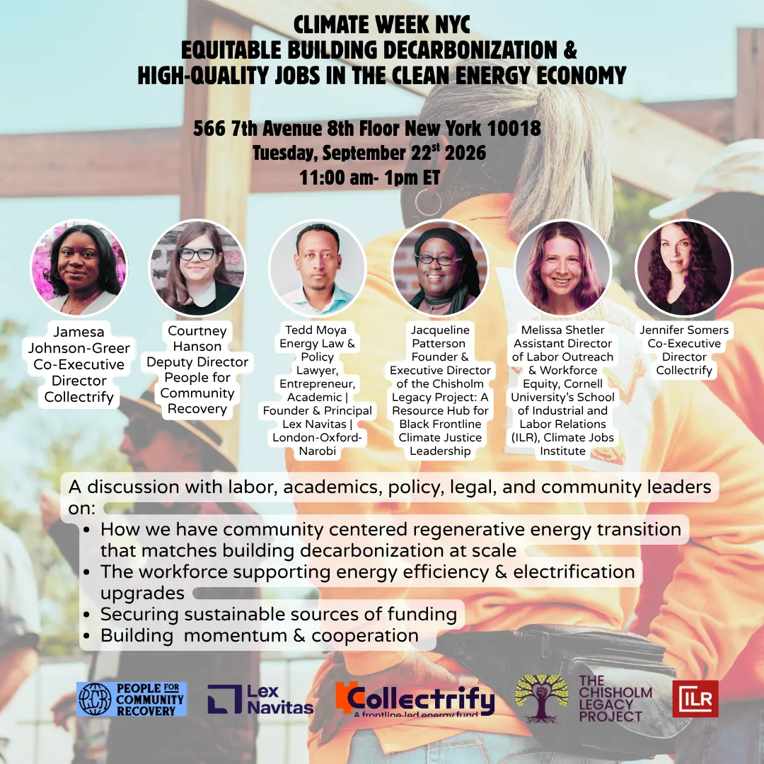 Climate Week NYC Equitable Building Decarbonization & High-Quality Jobs in the Clean Energy Economy