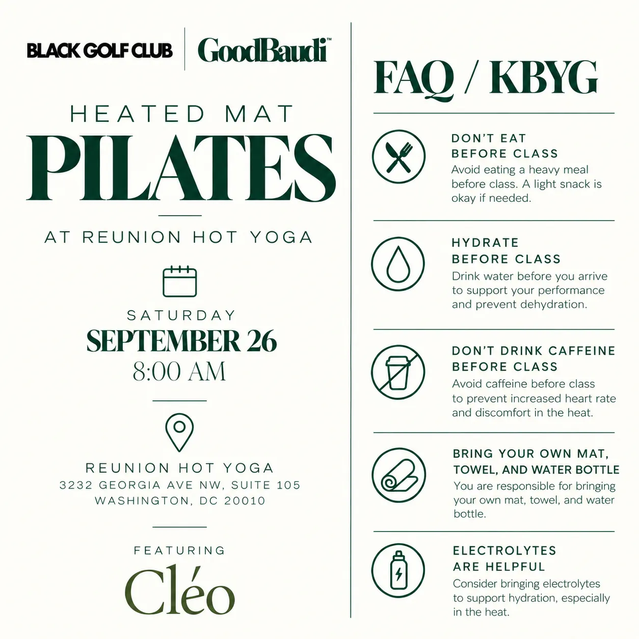GoodBaudi™ x Black Golf Club DC | Heated Mat Pilates