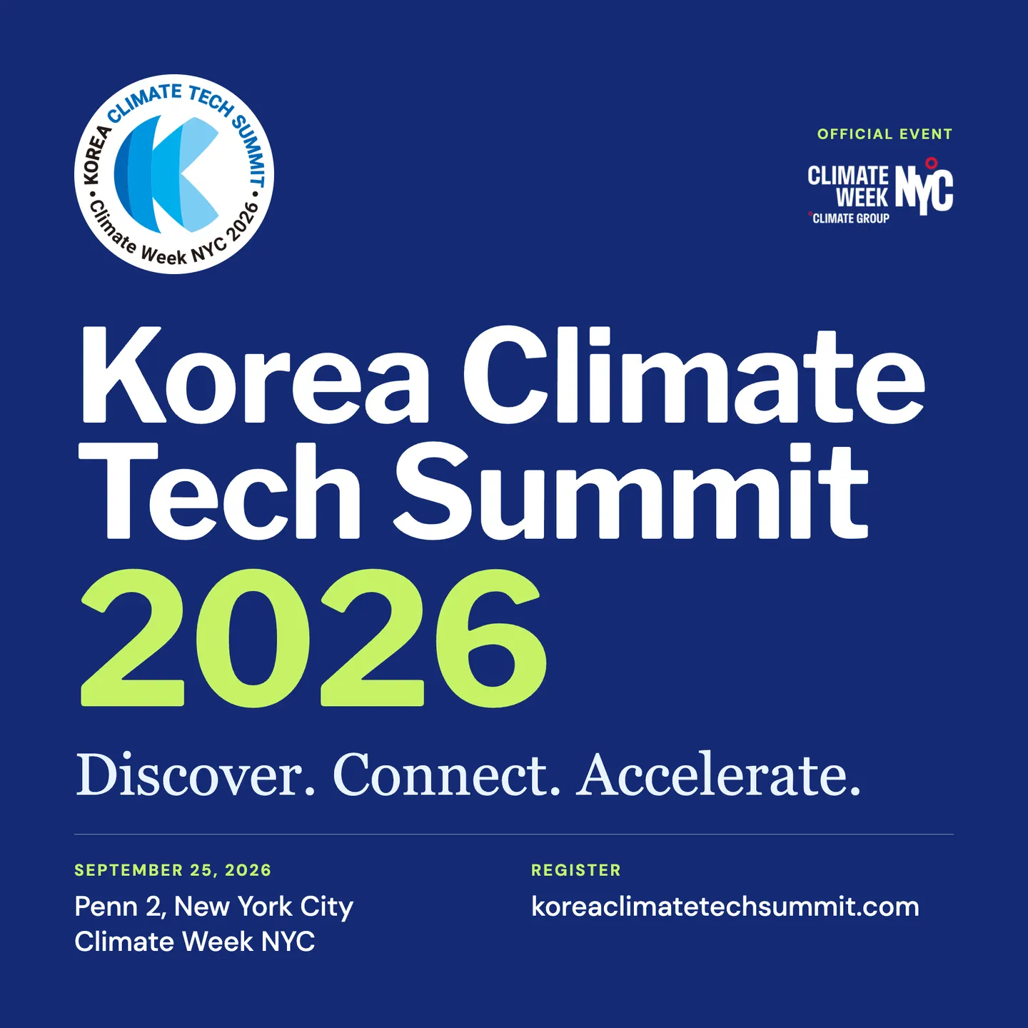Korea Climate Tech Summit at Climate Week NYC 2026