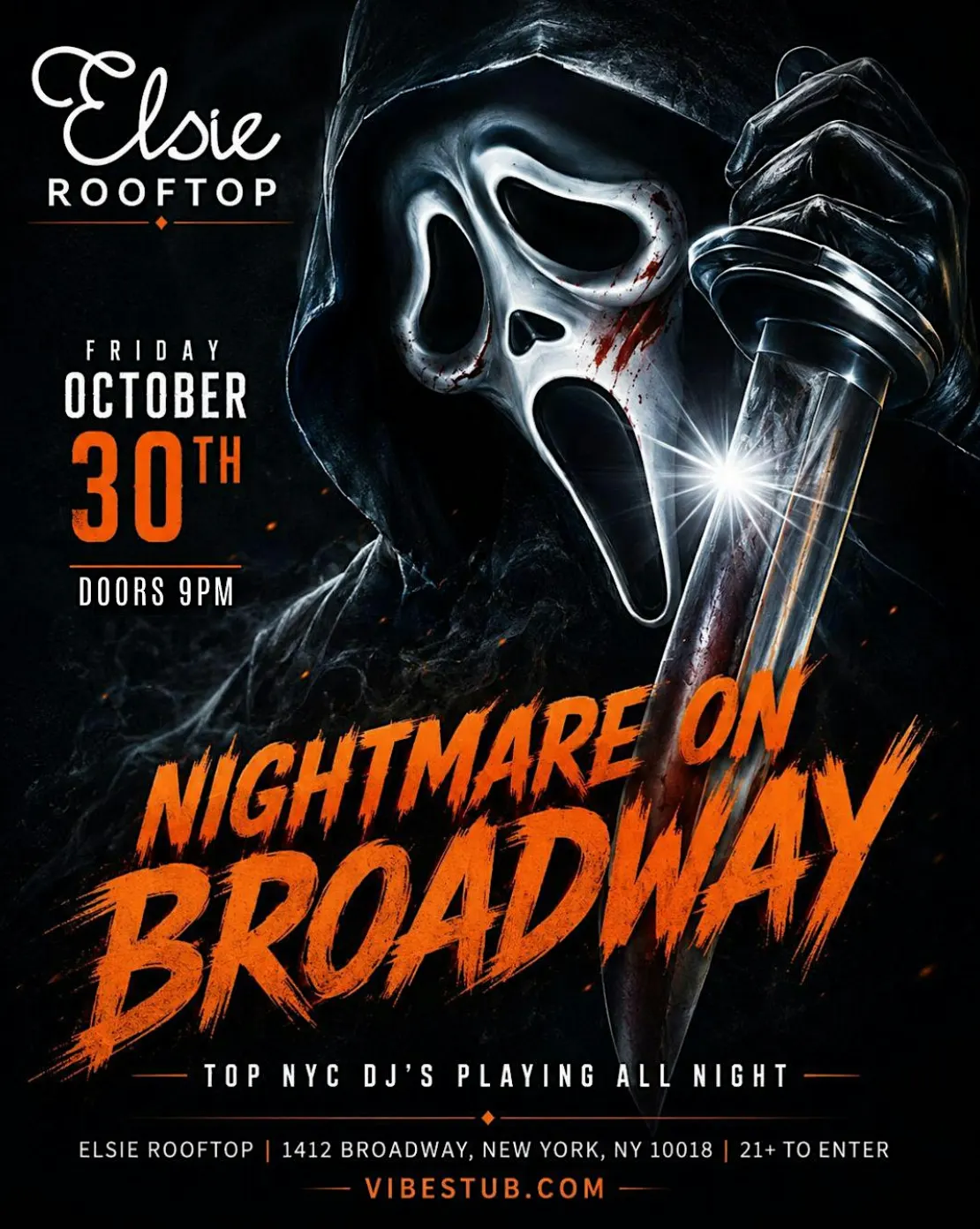 Nightmare On Broadway- NYC Halloween #1 Party@ Elsie Rooftop - Friday 10/30
