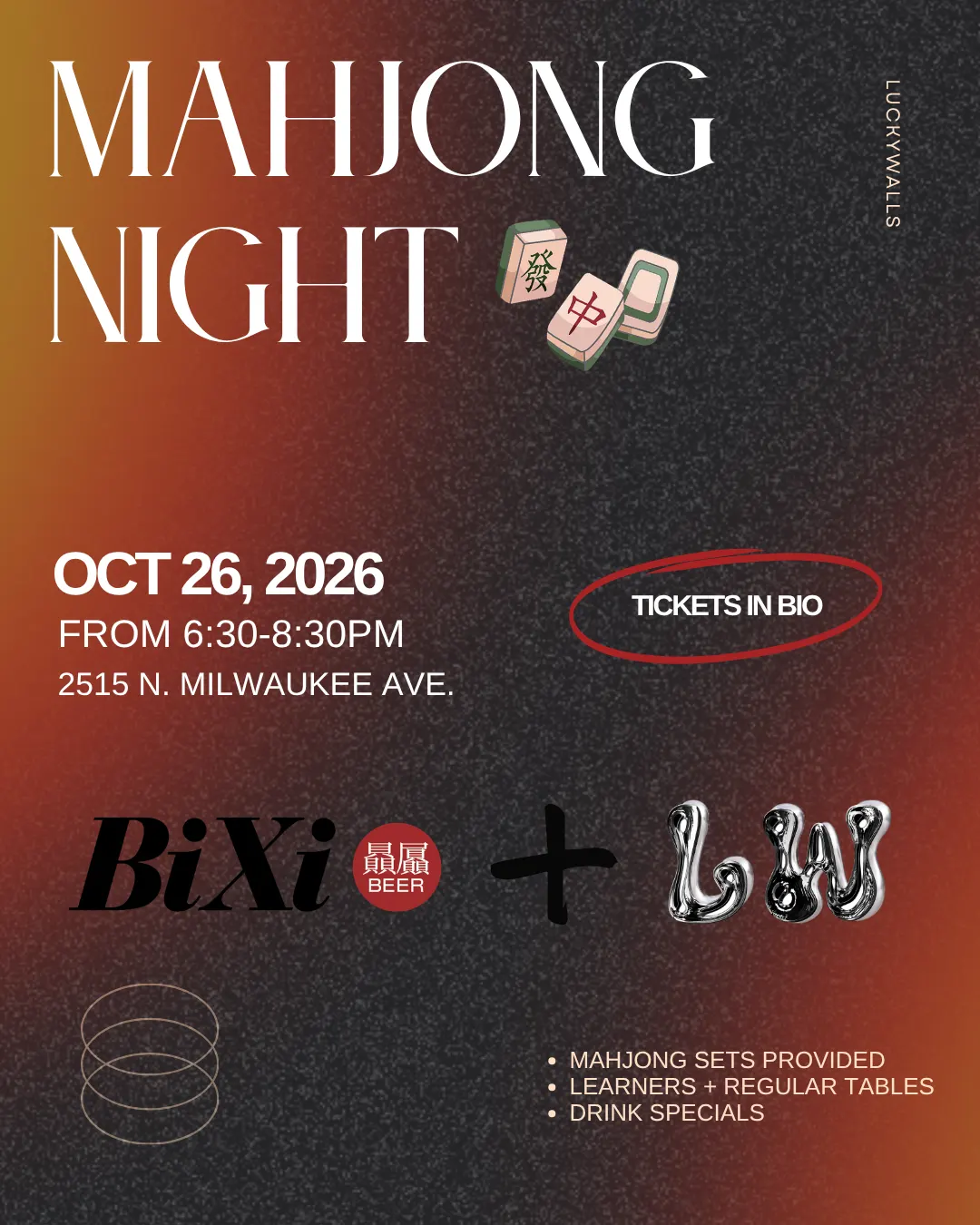 Lucky Walls x BiXi Beer: Mahjong Night