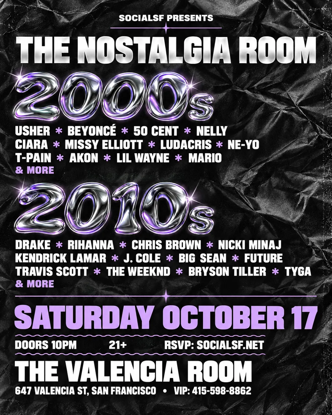 The Nostalgia Room: 2000s & 2010s Hip Hop and R&B | The Valencia Room SF