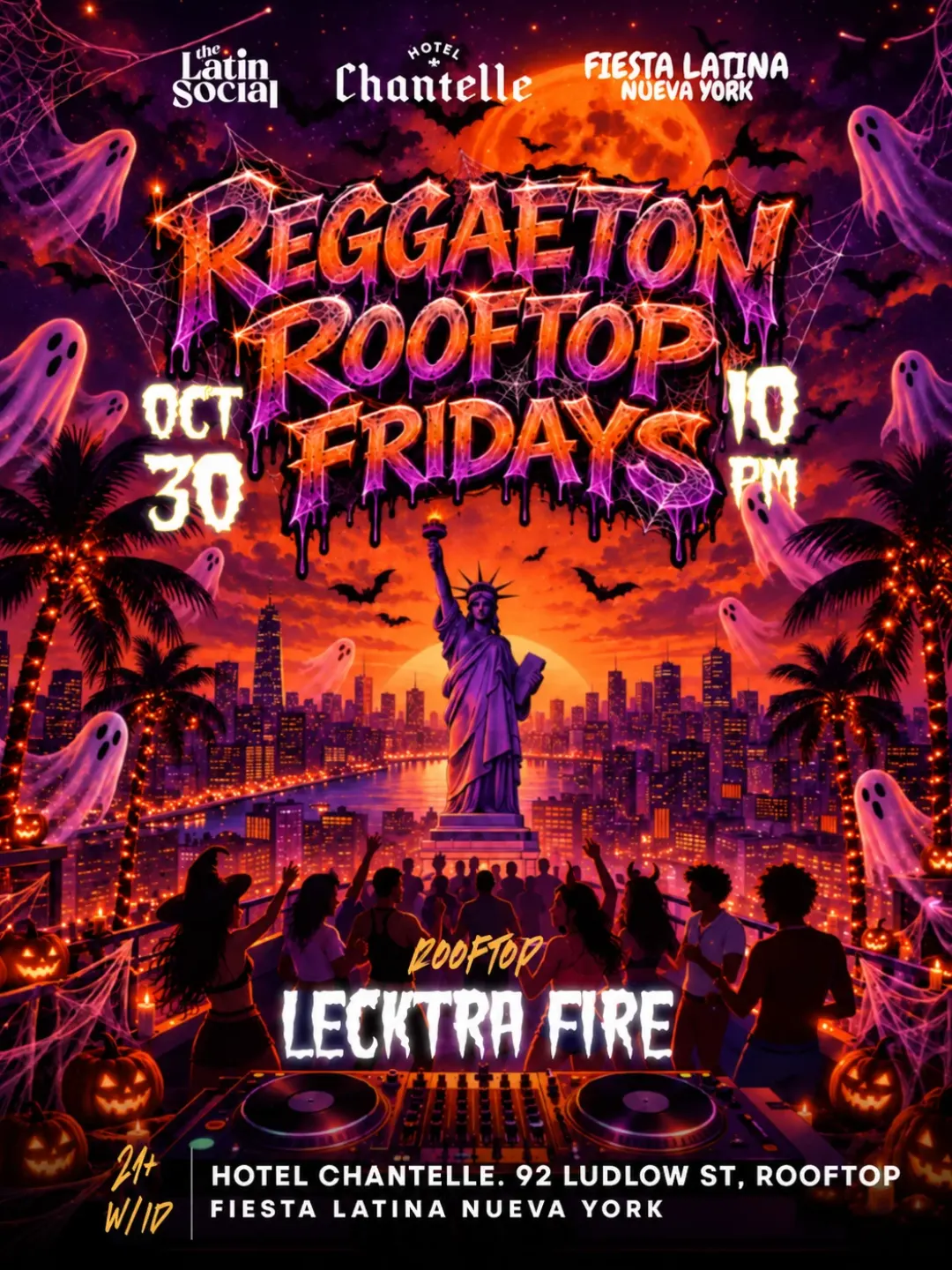 Fri, 10/30: Halloween Reggaeton Rooftop Fridays — Fiesta Latina NYC at Hotel Chantelle
