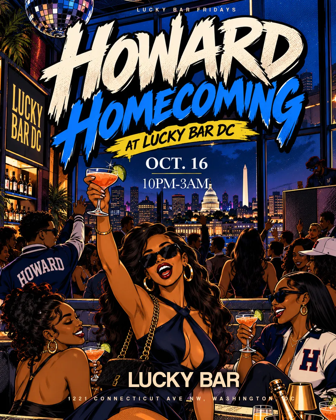 Friday Night Howard🦬 Homecoming @LuckyBarDC🍀