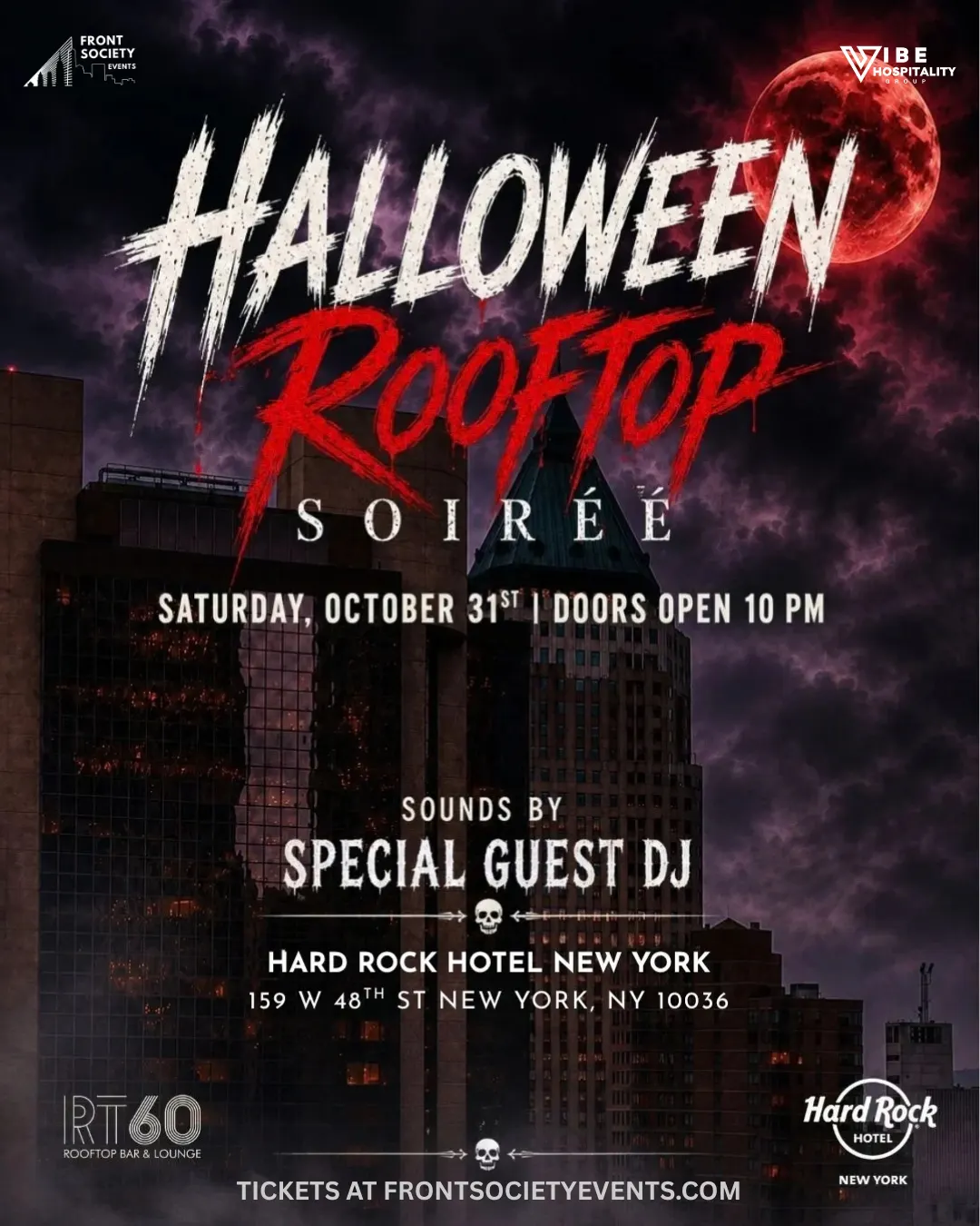 HALLOWEEN ROOFTOP SOIREE @ RT60 Hard Rock Hotel NYC