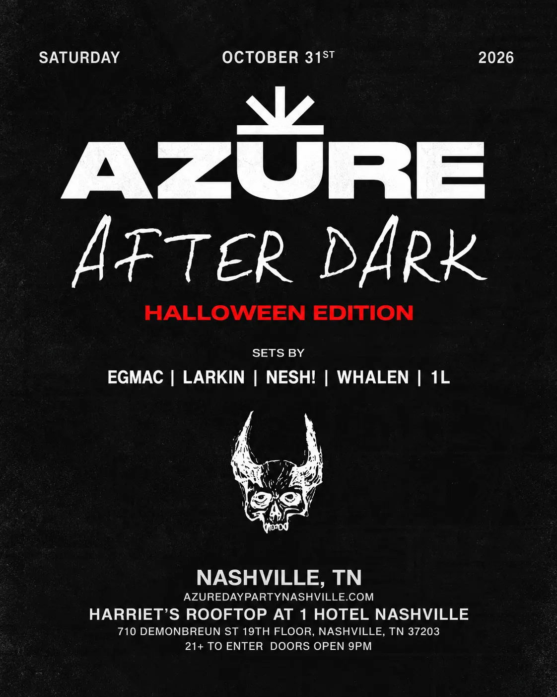 AZURE Presents: Halloween at Harriet's Rooftop 1 Hotel Nashville