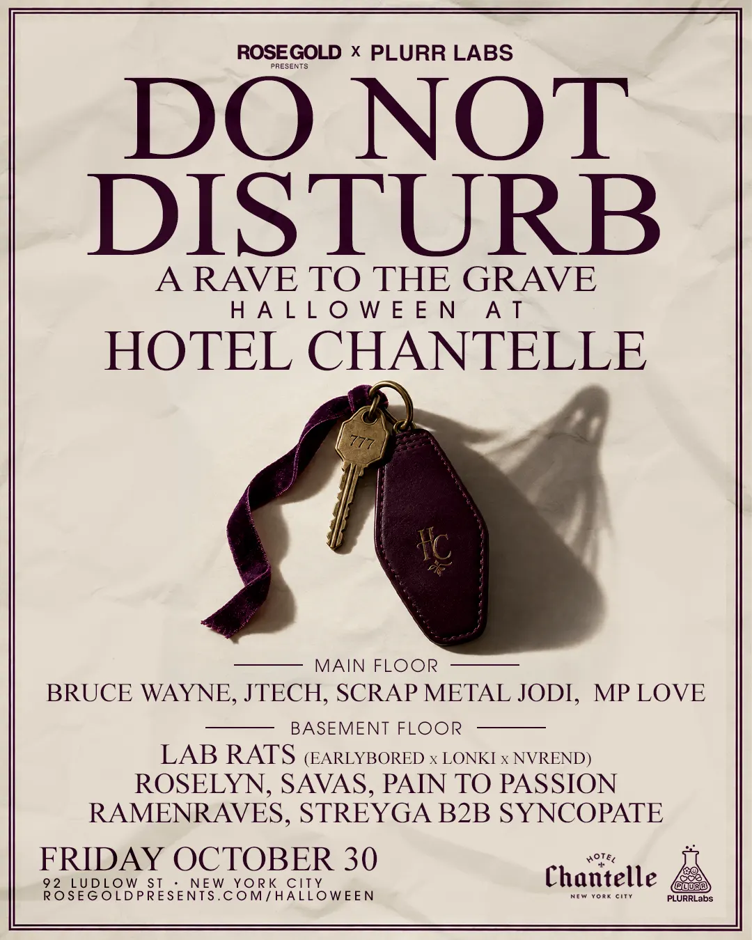 Do Not Disturb: Hotel Chantelle Halloween NYC — Oct 30