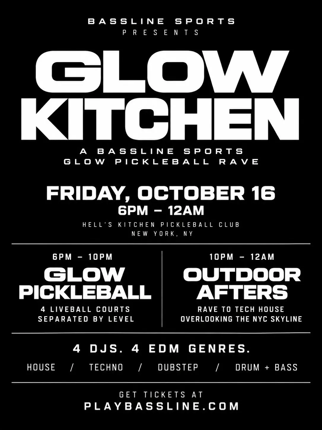 Bassline Sports Presents: GLOW KITCHEN - a Glow Rootfop Pickleball Rave