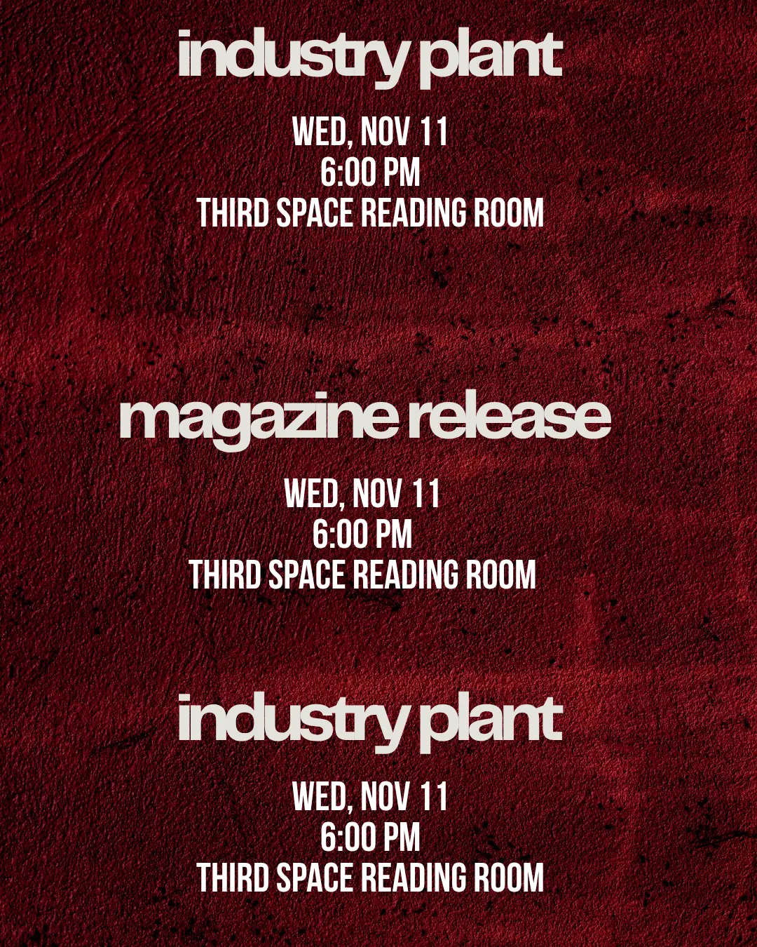 INDUSTRY PLANT 004 MAGAZINE RELEASE PARTY